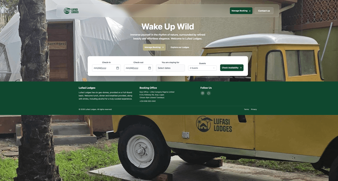 Lufasi Lodges | Luxury Eco-Lodge Booking Platform